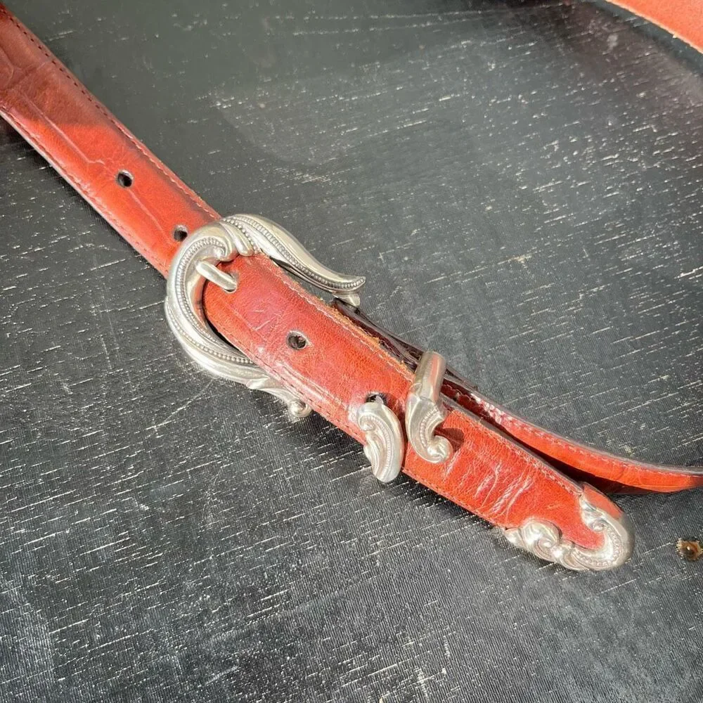 Vintage Croc Embossed Leather Belt 32.5–37